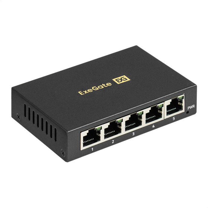 Коммутатор неуправляемый ExeGate EDGS-1005D (5-портовый гигабитный UTP 10/100/1000 Base-T, металлический корпус, с функцией энергосбережения (Green Ethernet Technology), настольный) EX298693RUS