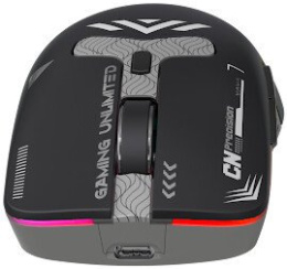 Мышь HAFF CyberFury (MS-GM220WR) (беспроводная: радио+BT+USB, 6 клавиш, RGB-подсветка, LED-дисплей, сенсор PixArt PAW3311, DPI: 20000, аккумулятор 500mAh, кабель 1.6 м плетеный Type-C, цвет: белый)
