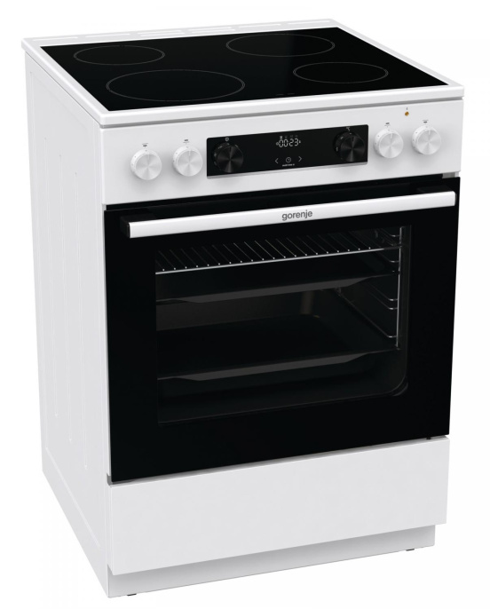 Электрическая плита Gorenje GEC6C40WD, стеклокерамика, без крышки, белый