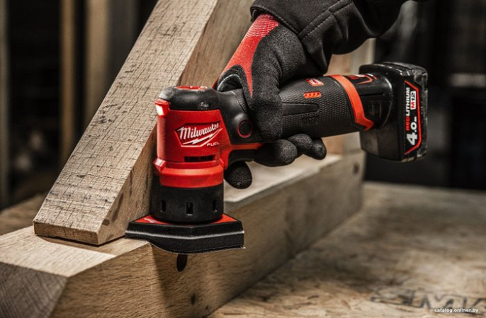 Точечная шлифмашина Milwaukee M12FDSS-422X (4933479681) (питание: аккумулятор (12 В), частота вращения на холостом ходу: до 14000 об/мин, диапазон колебаний: 1.5 мм, размер шлифподошвы: 88.8x63.5 мм)