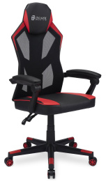 Кресло игровое Oklick -121G, искусственная кожа/сетка, до 150кг, черный/красный