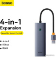 Хаб Baseus BS-OH109 UltraJoy Series 4 порта USBA to USB3.0*3+RJ45*1 Space Grey B0005280A813-01