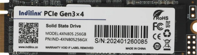 SSD накопитель INDILINX IND-4XN80S 256ГБ, M.2 2280, PCIe 3.0 x4, NVMe, M.2 [ind-4xn80s256gx]
