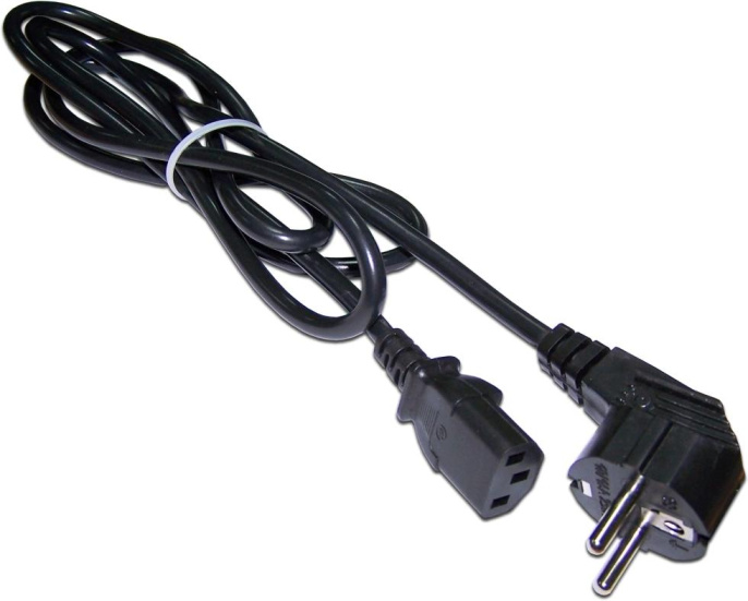 Шнур питания C13-Schuko угловая, 3х0.75, 220В, 10А, черный, 0.5 метра, LANMASTER LAN-PP13/SHA-0.5-BK