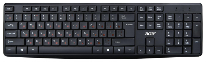Клавиатура Acer OKW121, проводная, USB, мембранная, черный [zl.kbdee.00b]