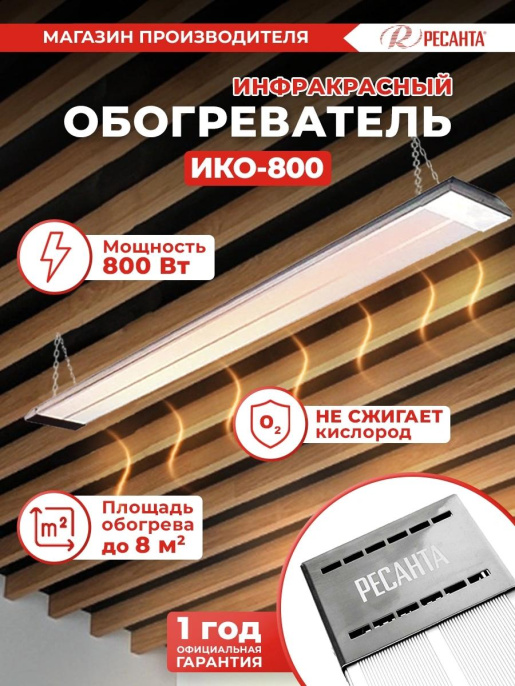 Обогреватель инфракрасный Ресанта ИКО-800 800Вт серый (67/5/3)