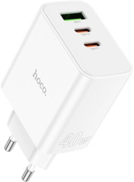 Сетевое зар./устр. Hoco C126A Pure power PD40W three-port 2C1A charger EU 40W 3A PD+QC универсальное белый (28547227)
