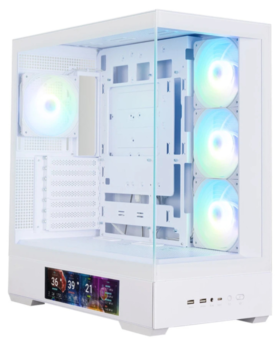 Корпус Zalman P40 DS Белый материал: сталь, окно: закалённое стекло, 2хUSB3.0, 1xUSB Type-C, Audio, без БП, 2x2.5″/3.5”, 1x2.5”, 7 слотов расширения, ATX, длина видеокарты: 420
