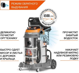 Строительный пылесос Daewoo DAVC 6030S 3200Вт уборка: сухая/сбор воды/выдув серебристый