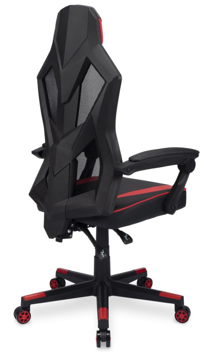 Кресло игровое Oklick -121G, искусственная кожа/сетка, до 150кг, черный/красный