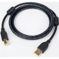 Bion Кабель интерфейсный USB 2.0 AM/BM, позолоченные контакты, ферритовые кольца, 3 м, черный [BXP-CCF-USB2-AMBM-030]