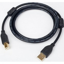 Bion Кабель интерфейсный USB 2.0 AM/BM, позолоченные контакты, ферритовые кольца, 3 м, черный [BXP-CCF-USB2-AMBM-030]