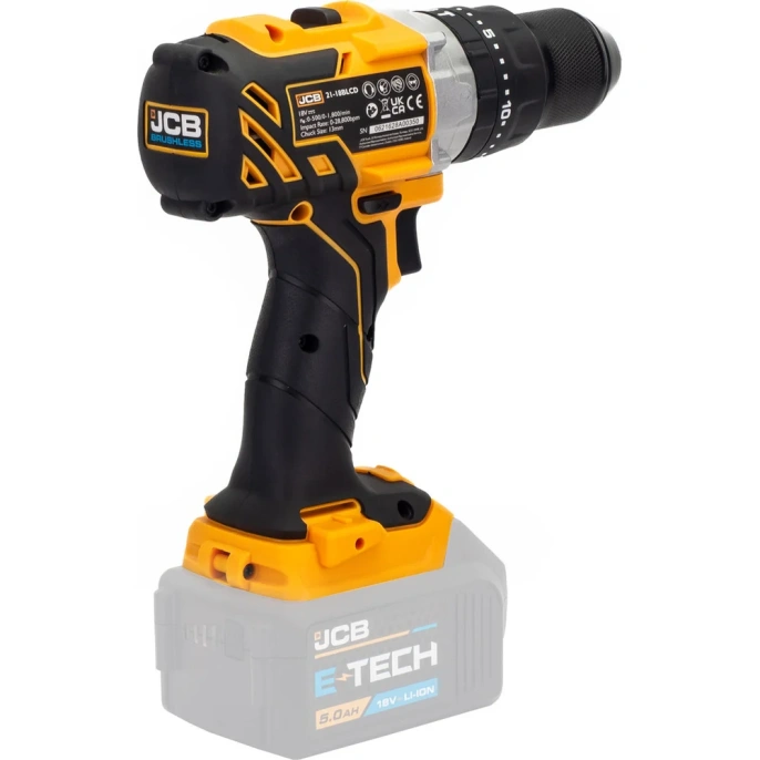 Дрель-шуруповерт JCB аккумуляторная 18V, max 65Nm, без аккумулятора JCB-18BLCD-B-E 57243