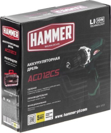 Дрель-шуруповерт аккумуляторная Hammer ACD12CS