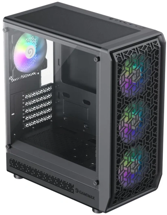 Корпус GameMax Forge MB без БП Черный, ATX, USB3.0,Зак.стекло,4*120мм ARGB вент+конт., пыл.фильтр