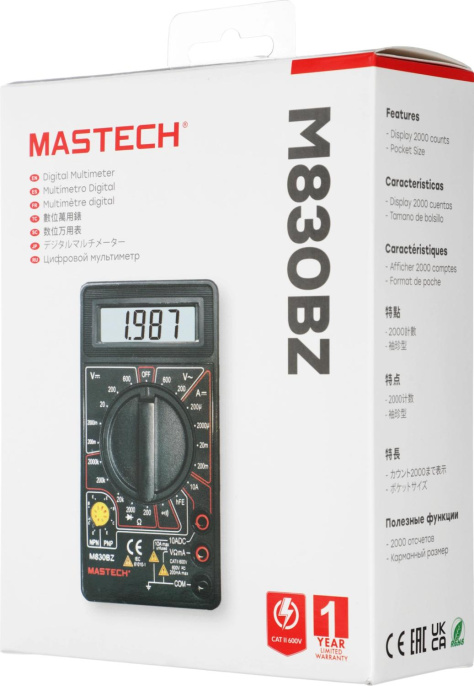 Мультиметр цифровой MASTECH M830BZ, ручной [13-2002]