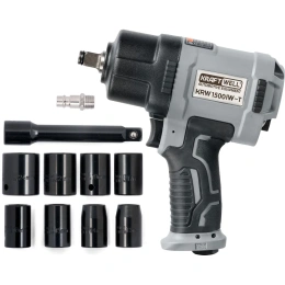 Пневматический ударный гайковерт с комплектом ударных головок KraftWell 1/2", 1500 Нм KRW1500IW-T
