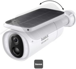 Видеокамера Baseus S0SW002130 Security S1 2K White S0SW00 монтаж: настенный, подключение: Wi-Fi, разрешение видео: 1296px, угол обзора: 145°, ночное видение: 8 м, питание: солнечная панель