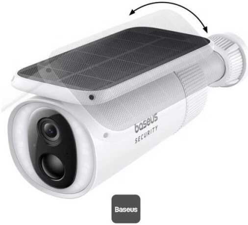 Видеокамера Baseus S0SW002130 Security S1 2K White S0SW00 монтаж: настенный, подключение: Wi-Fi, разрешение видео: 1296px, угол обзора: 145°, ночное видение: 8 м, питание: солнечная панель