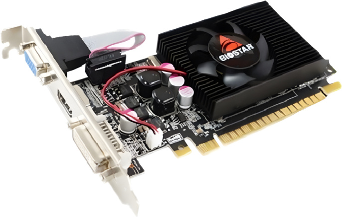 Видеокарта Biostar GT 210 (VN2103NHG6) (NVIDIA GeForce 210, PCI Express x16 2.0, 1GB DDR3 64bit, 1040МГц, 1хDVI, 1хVGA, 1хHDMI, доп. питание: нет, 1 слот)