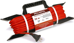 Удлинитель силовой Ресанта СУ-2х1-20/1 IP44 , розеток 1шт, 2x1.0 кв.мм, 20м, ПВС, рамка пластиковая, красный [61/118/2]