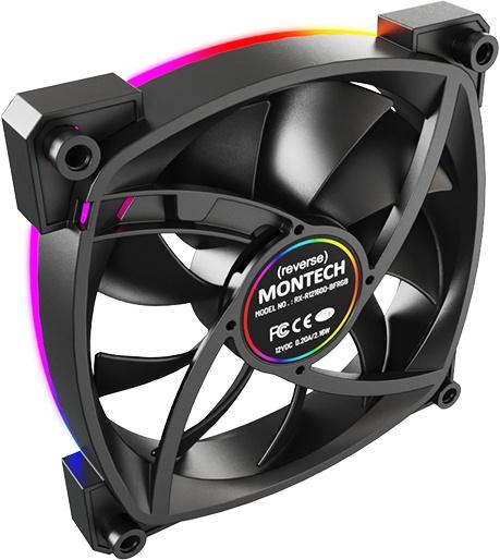Вентилятор MONTECH RX120 Reverse, 120мм, 4-pin, 1600об/мин, 27 дБ, ARGB, черный, Ret [rx120 pwm black]