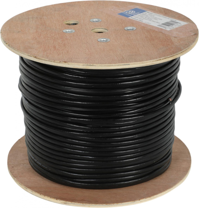 Кабель сетевой Ningbo 1Гбит/с FTP 4 пары cat.5E solid 0.5мм Cu molded 305м черный outdoor стальной трос