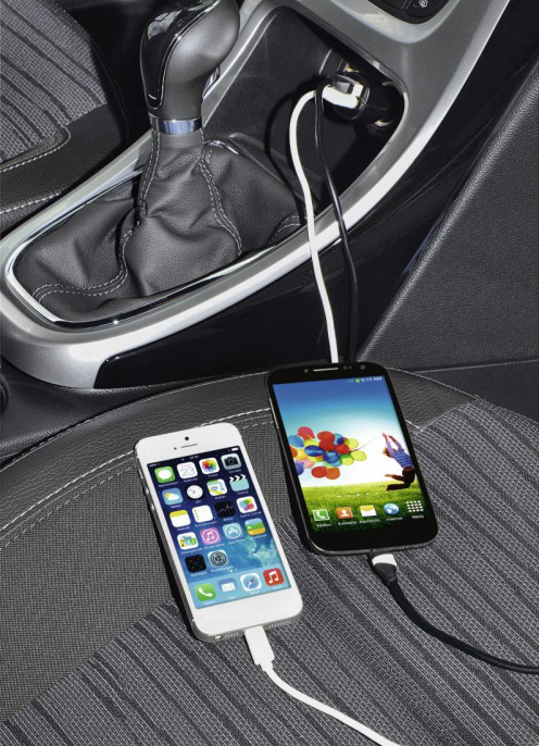 Автомобильное зарядное устройство HAMA H-1401660,  2xUSB-A,  12Вт, 1.2A, черный [00173624]