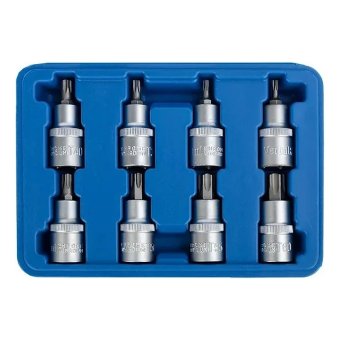 Набор головок со вставкой TORX 1/2" DR, длина 55 мм, 8 предметов VERTUL VR50187