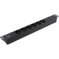 Блок розеток с разъемом подключения C14 ExeGate ServerPro PDU-19H601 Al-6S-C14 19", 1U, Алюминий, 6 Schuko, C14, индикатор питания, черный, RTL EX280825RUS