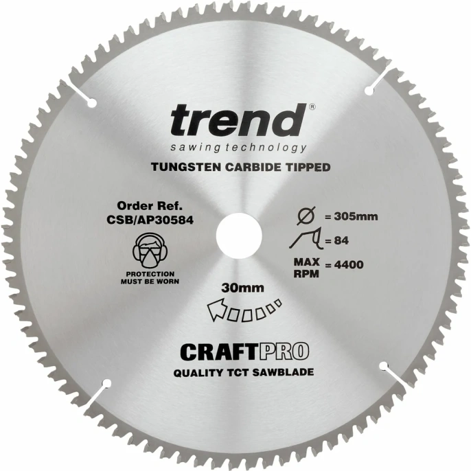 Пильный диск 305 мм 84 зуба по алюминию и пластику TREND CSB/AP30584