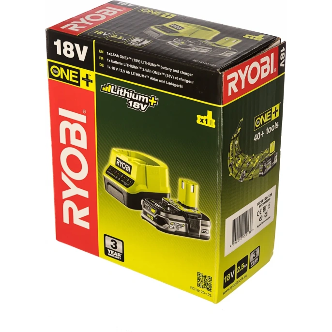 Набор Ryobi ONE+ RC18120-125 5133003359 аккумулятор (18 В; 2.5 А*ч; Li-Ion) и зарядное устройство RC18120