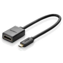 Кабель-адаптер UGREEN 20134 Micro HDMI Male to HDMI Female Adapter Cable. Длина 22 см. Цвет: черный