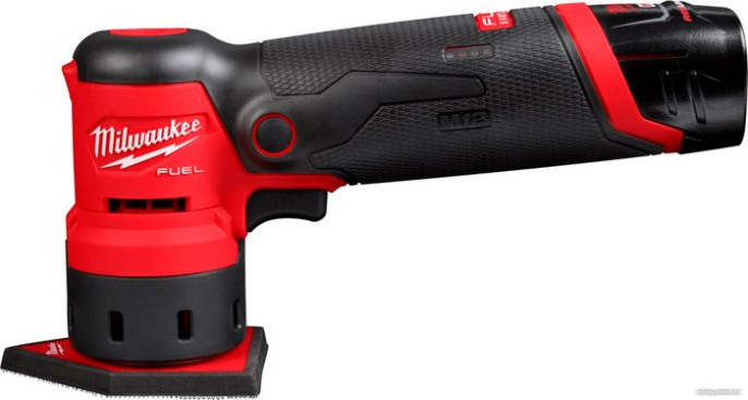 Точечная шлифмашина Milwaukee M12FDSS-422X (4933479681) (питание: аккумулятор (12 В), частота вращения на холостом ходу: до 14000 об/мин, диапазон колебаний: 1.5 мм, размер шлифподошвы: 88.8x63.5 мм)
