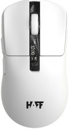Мышь HAFF NovaPulse (MS-GM200WR) (беспроводная: радио+BT+USB, 6 клавиш, RGB-подсветка, сенсор PixArt PAW3311, DPI: 12000, аккумулятор 400mAh, кабель 1.6 м плетеный TypeC, 78gr, цвет: черный/серый)