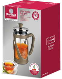 Френч-пресс Rondell Impressia Bronze RDS-1234, 0.6л, бронзовый