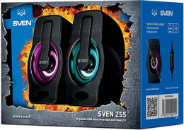 Колонки Sven 255,  2.0,  черный [sv-020149]