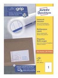 Этикетки Avery Zweckform 3478, A4, универсальная, 100л, 70г/м2, белый, 297мм х 210мм, 1шт, покрытие матовое
