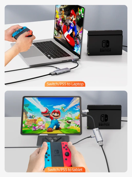 Адаптер видеозахвата CABLETIME CB66G (CT-ACHC3P-AG) USB 3.0 A+C в HDMI с помощью PD100W