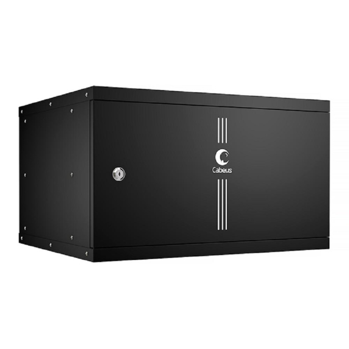 Cabeus WSC-05D-6U55/45m-BK Шкаф телекоммуникационный настенный 19" 6U, серия LIGHT разборный, дверь металл, цвет черный