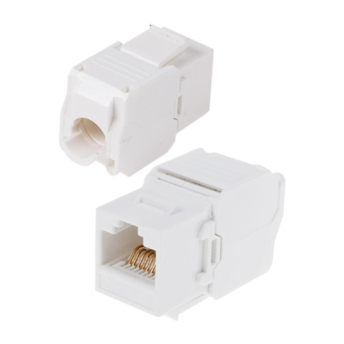 Rexant 05-1052 Модуль Keystone Jack RJ-45 8P8C UTP, CAT 6, тип 180 градусов, самозажимной, белый