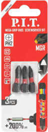 Бита P.I.T. ASDR01-25PH2 (ударная магнитная  PH2x25 мм, IMPACT, торсионная зона, 3 шт)