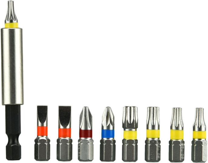 Набор бит P.I.T. ASET04-0010 10шт, биты 25мм 9 шт. , держатель бит