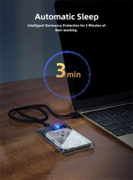 Внешний корпус для диска HDD/SSD Netac WH11 2.5 SATA to USB3.0 External HDD/SSD Case, Slide Transparent Cover, with USB3.0 A to B cable NT07WH11-30B0