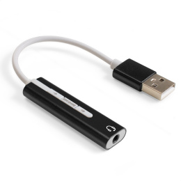 Кабель-адаптер для подключения телефонной гарнитуры к порту USB ExeGate <EX-AU-04B> (внешняя звуковая карта USB, 1x Jack3.5 F (4-контакта), кнопки: volume +, volume -, play/pause/next/previous,  Windows/Linux/MAC OS) EX296332RUS