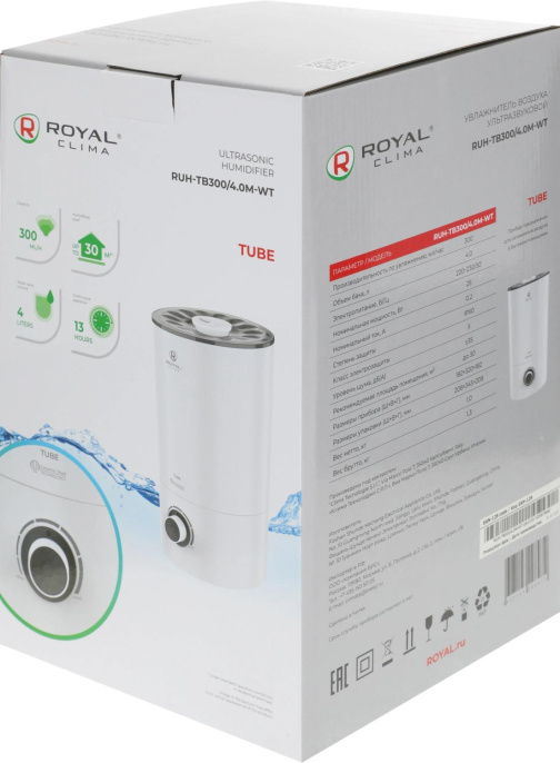 Увлажнитель воздуха Royal Clima RUH-LM300/4.0M-WT 22Вт ультразвуковой белый