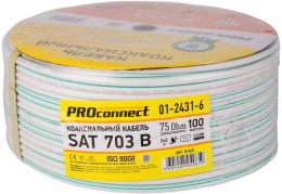 Кабель коаксиальный PROCONNECT SAT 703, 100м, белый [01-2431-6]