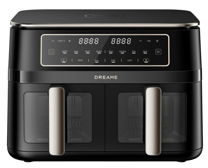 Аэрофритюрница Dreame Air Fryer DZ30 Black (номинальное напряжение и частота: 220-240 В 50/60 Гц, номинальная мощность: 3000 Вт, технологии Dual-Source Cyclonic Heat с охватом на 360 градусов, высокотемпературный пар, 8 предустановленных интеллектуальных 
