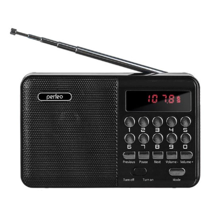 Perfeo радиоприемник цифровой PALM FM+ 87.5-108МГц/ MP3/ питание USB или 18650/ черный i90-BL [PF_A4870]