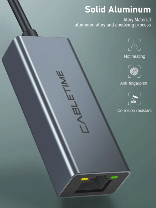 USB-Хаб CABLETIME CB52G (CT-AML100-AG) USB 2,0 до RJ45 Adhernet Adapter Max 100 Мбит / с.